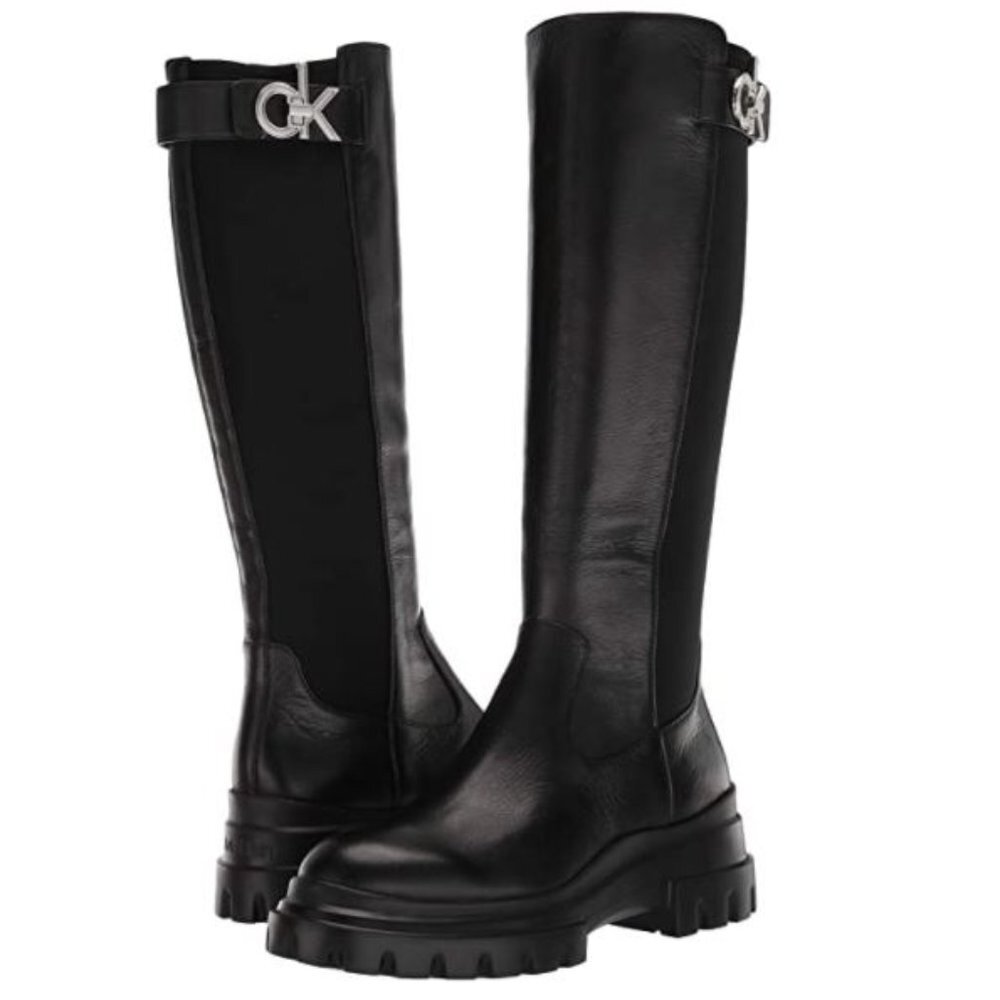 Calvin Klein Women's Lonie Mixed-Media Boots